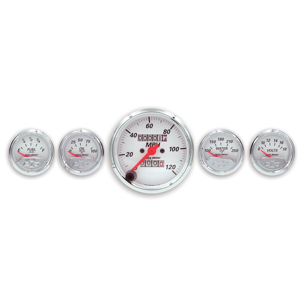 AutoMeter 5 PC. GAUGE KIT, 3-1/8" & 2-1/16", MECHANICAL SPEEDOMETER, CHEVROLET HERITAGE BOWTIE