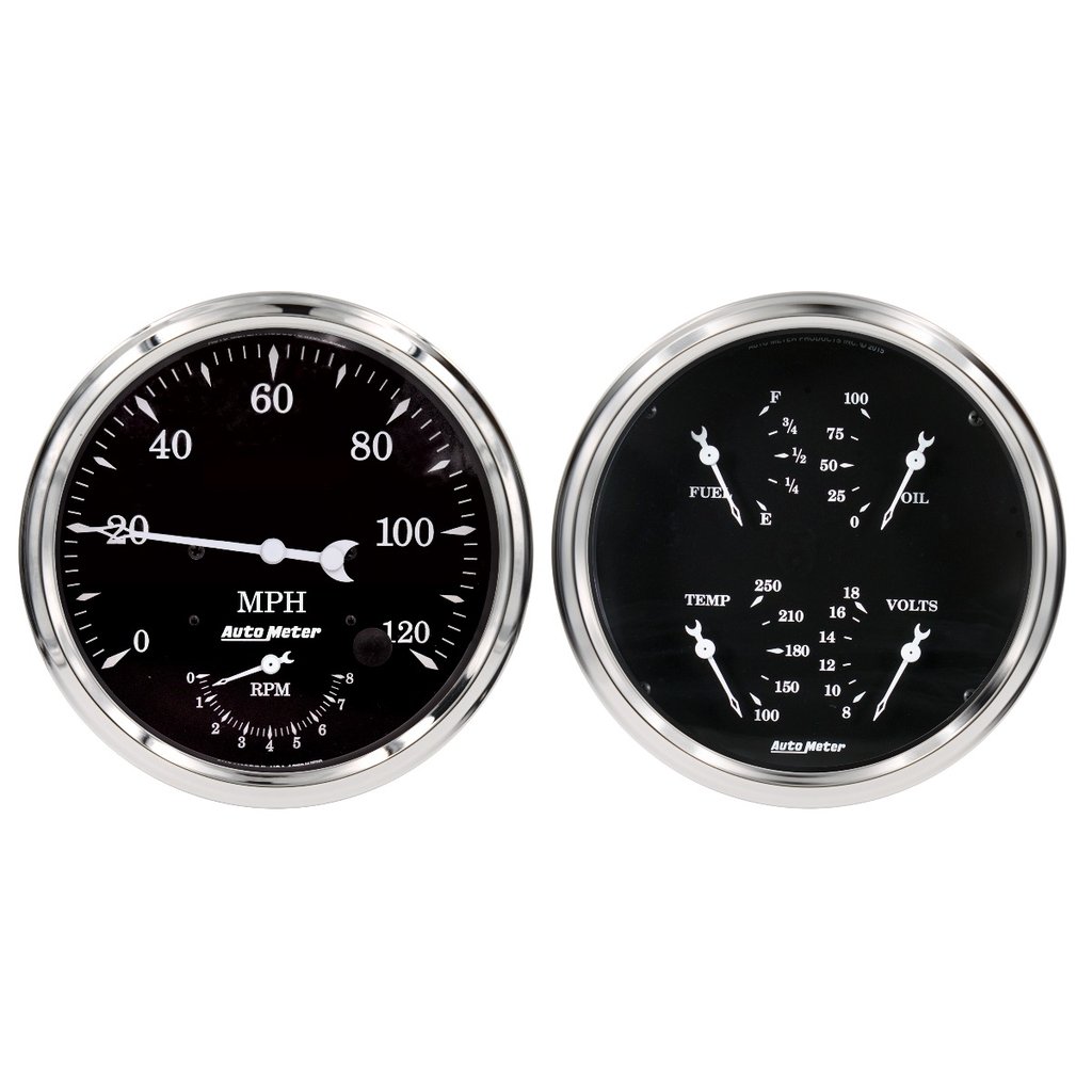 AutoMeter 2 PC. GAUGE KIT, 5" QUAD & TACH/SPEEDO, 240-33 Œ©, OLD TYME BLACK