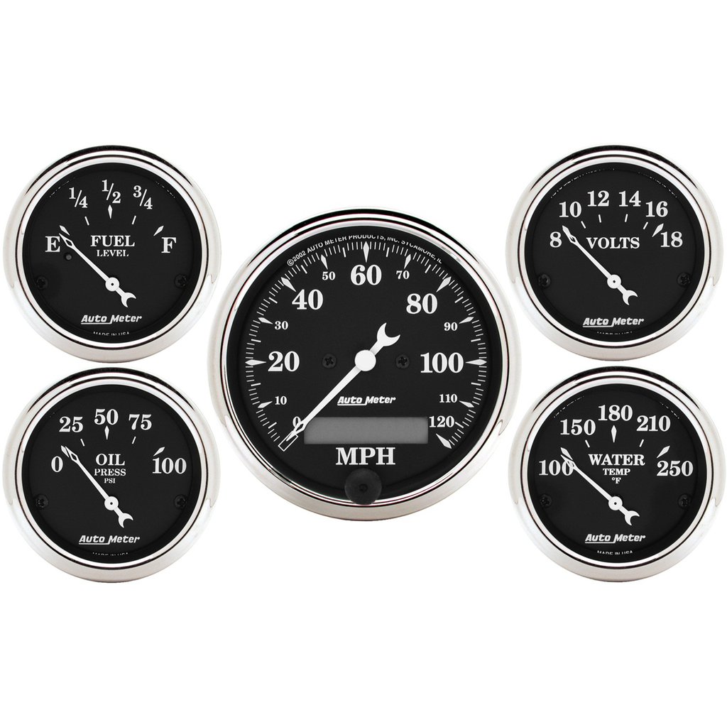 AutoMeter 5 PC. GAUGE KIT, 3-1/8" & 2-1/16", ELECTRIC SPEEDOMETER, OLD TYME BLACK