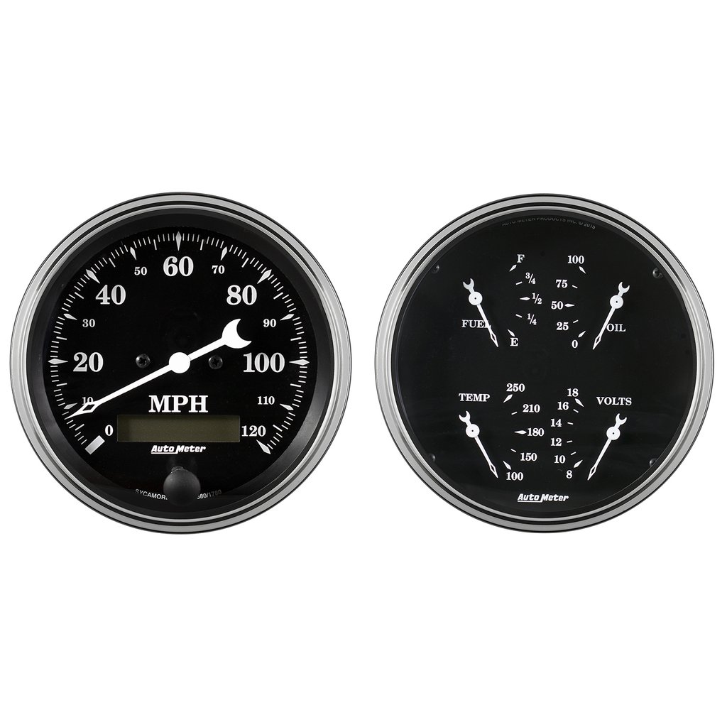 AutoMeter 2 PC. GAUGE KIT, 5" QUAD & SPEEDO, ELECTRIC, 240-33 Ω, OLD TYME BLACK