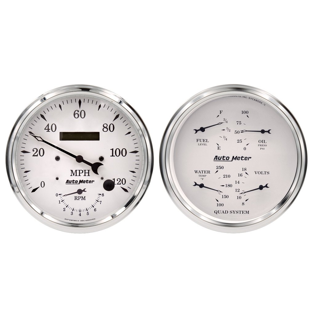 AutoMeter 2 PC. GAUGE KIT, 5" QUAD & TACH/SPEEDO, 240-33 Œ©, OLD TYME WHITE