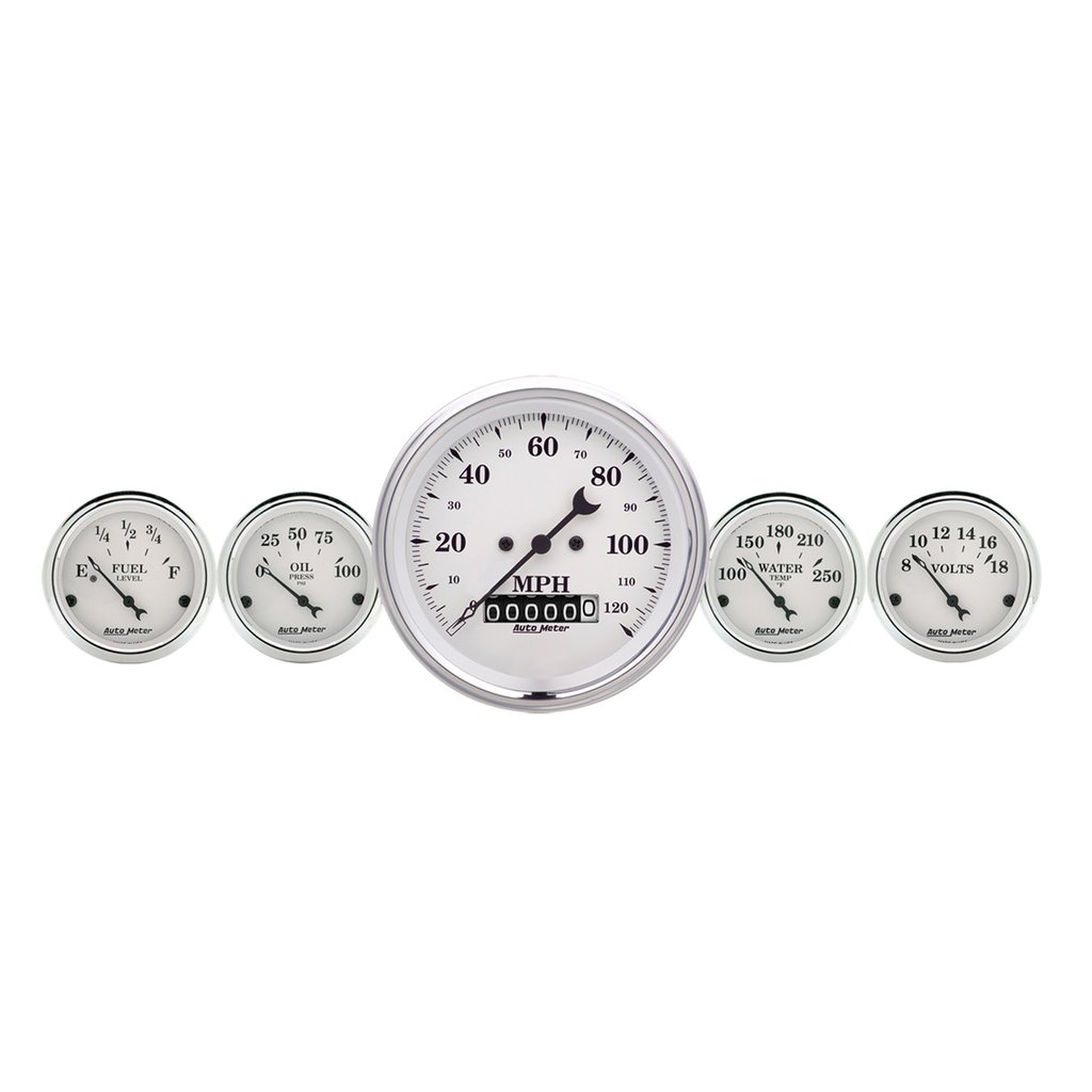 AutoMeter 5 PC. GAUGE KIT, 3-3/8" & 2-1/16", ELECTRIC SPEEDOMETER, OLD TYME WHITE