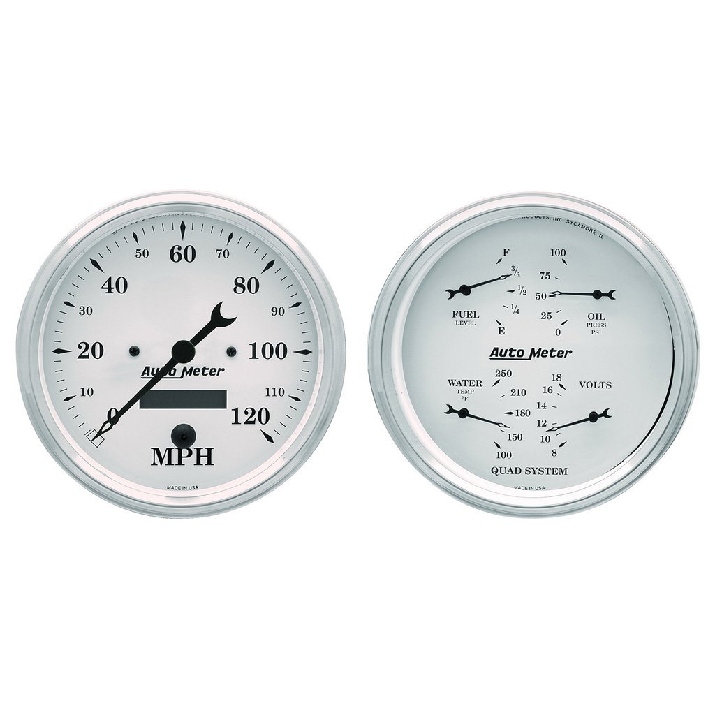 AutoMeter 2 PC. GAUGE KIT, 5" QUAD & SPEEDO, ELECTRIC, 240-33 Ω, OLD TYME WHITE