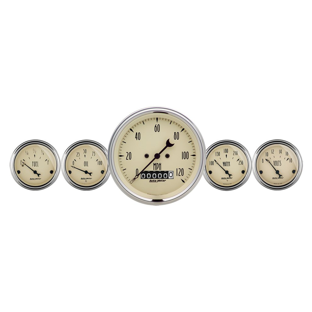 AutoMeter 5 PC. GAUGE KIT, 3-3/8" & 2-1/16", ELECTRIC SPEEDOMETER, ANTIQUE BEIGE
