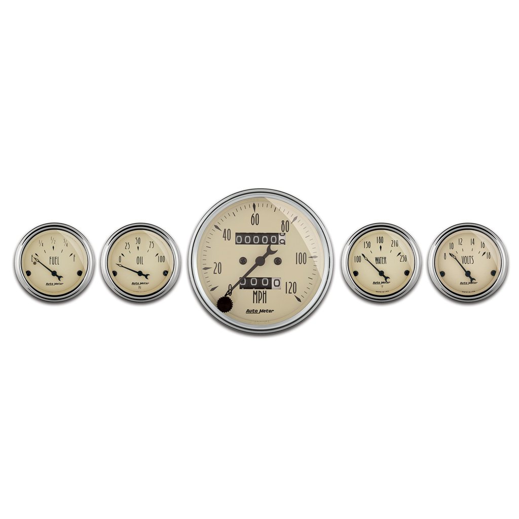 AutoMeter 5 PC. GAUGE KIT, 3-1/8" & 2-1/16", MECHANICAL SPEEDOMETER, ANTIQUE BEIGE