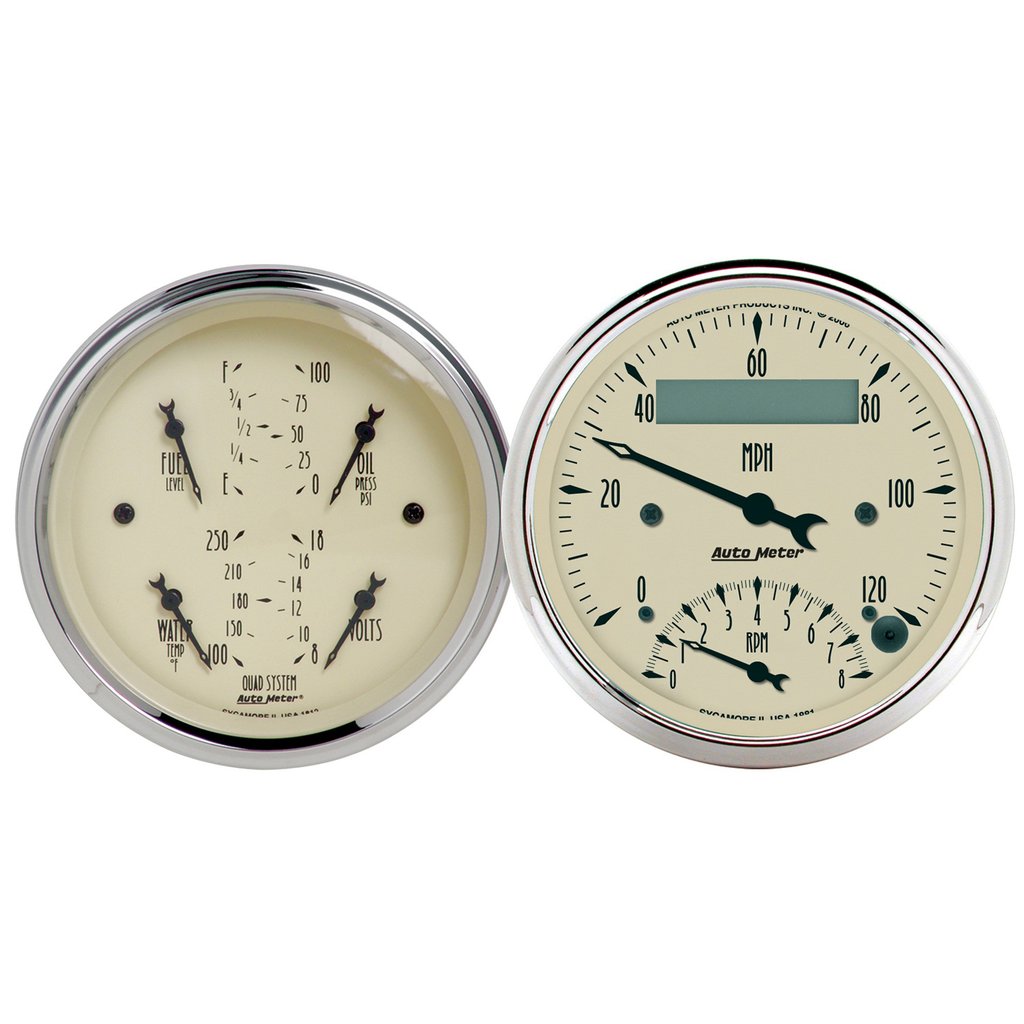 AutoMeter 2 PC. GAUGE KIT, 3-3/8" QUAD & TACH/SPEEDO, 240-33 Œ©, ANTIQUE BEIGE