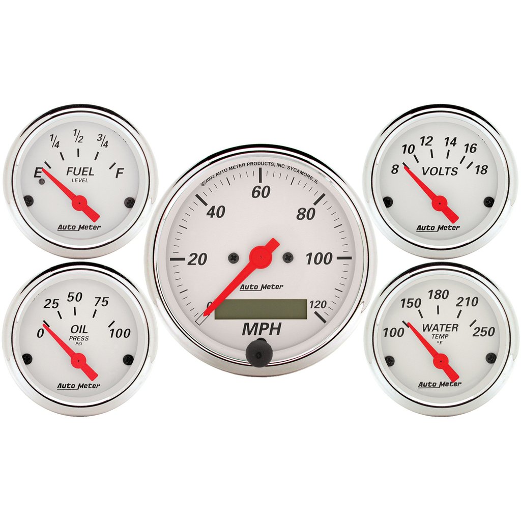 AutoMeter 5 PC. GAUGE KIT, 3-1/8" & 2-1/16", ELECTRIC SPEEDOMETER, ARCTIC WHITE