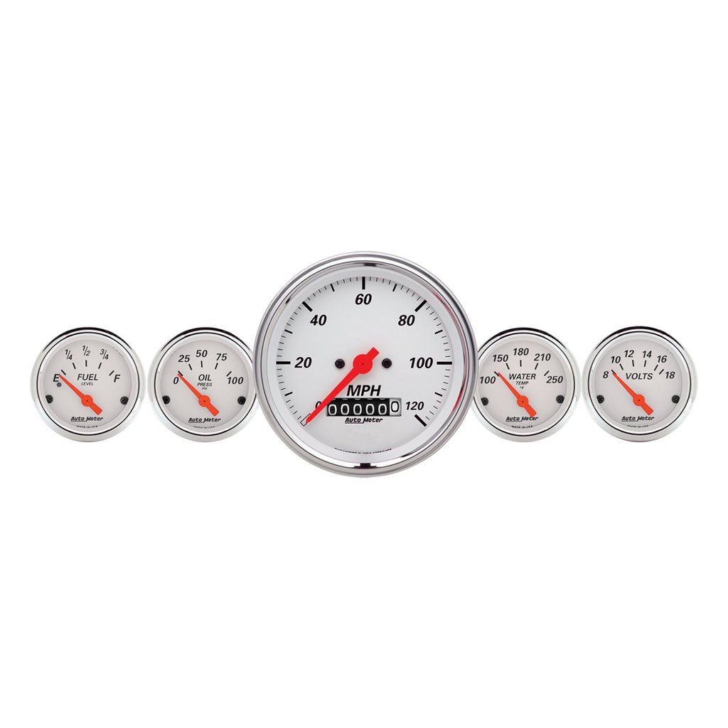 AutoMeter 5 PC. GAUGE KIT, 3-3/8" & 2-1/16", ELECTRIC SPEEDOMETER, ARCTIC WHITE