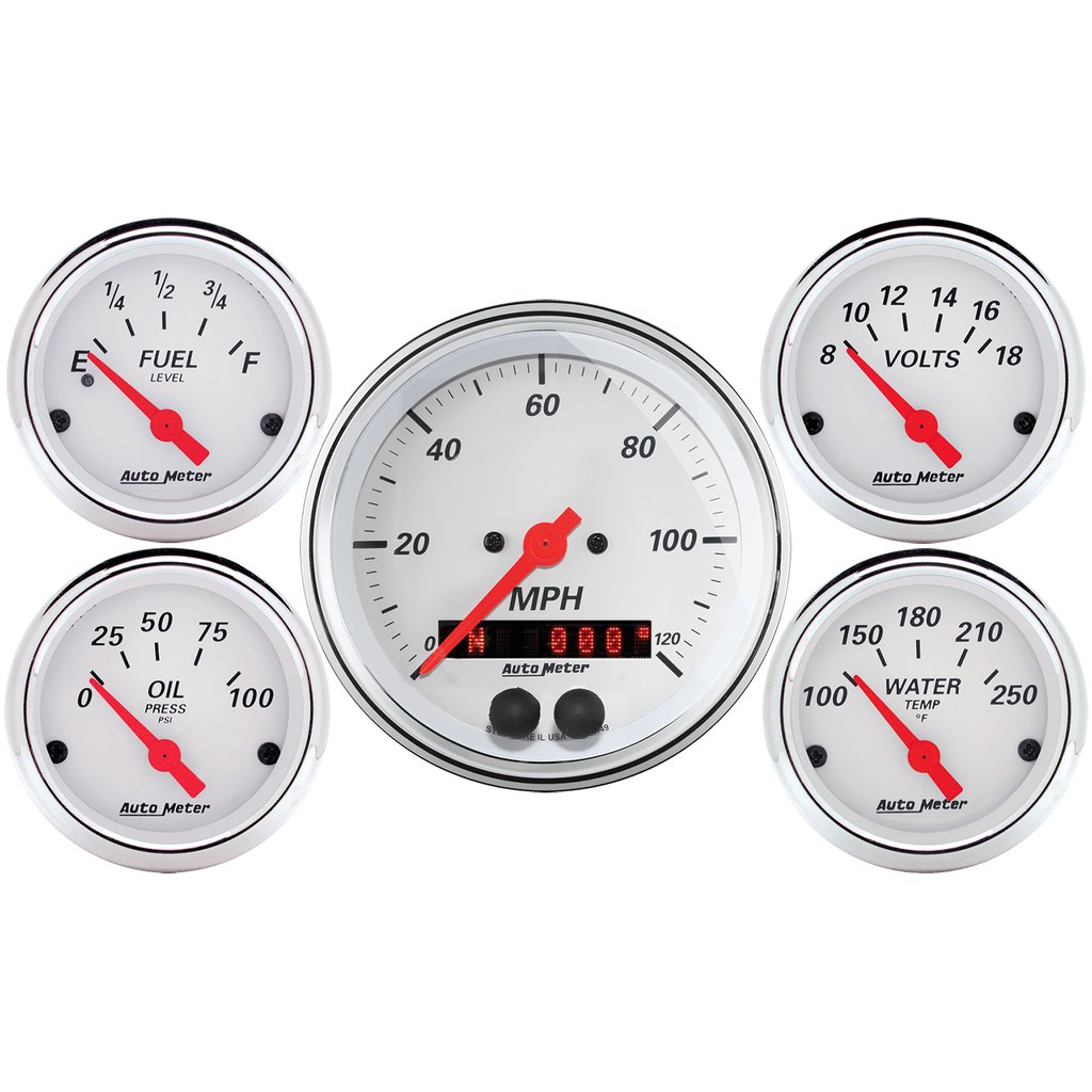 AutoMeter 5 PC. GAUGE KIT, 3-3/8" & 2-1/16", GPS SPEEDOMETER, ARCTIC WHITE