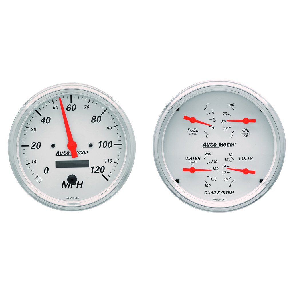 AutoMeter 2 PC. GAUGE KIT, 5" QUAD & SPEEDOMETER COMBO, 240-33 Ω, ARCTIC WHITE