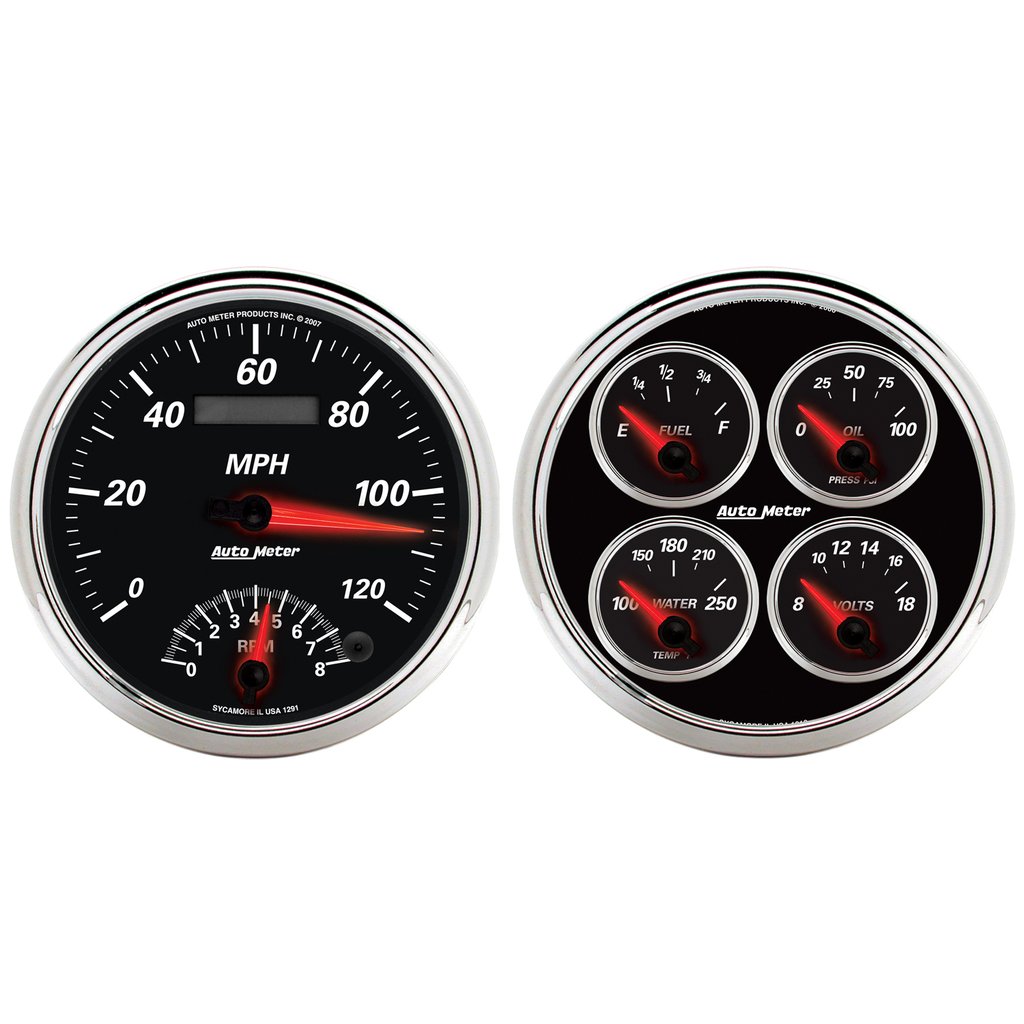AutoMeter 2 PC. GAUGE KIT, 5" QUAD & TACH/SPEEDO COMBO, 240-33 Œ©, DESIGNER BLACK II