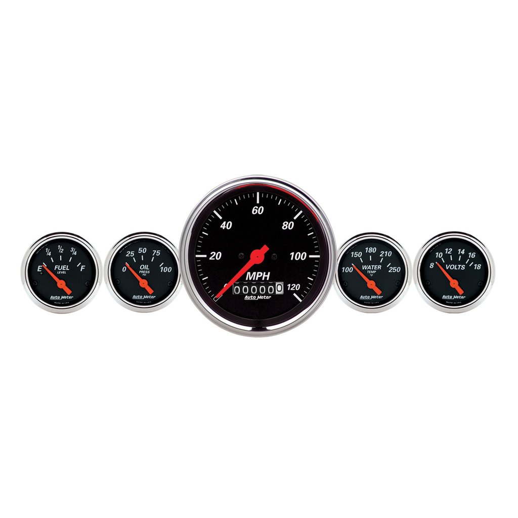 AutoMeter 5 PC. GAUGE KIT, 3-3/8" & 2-1/16", ELECTRIC SPEEDOMETER, DESIGNER BLACK