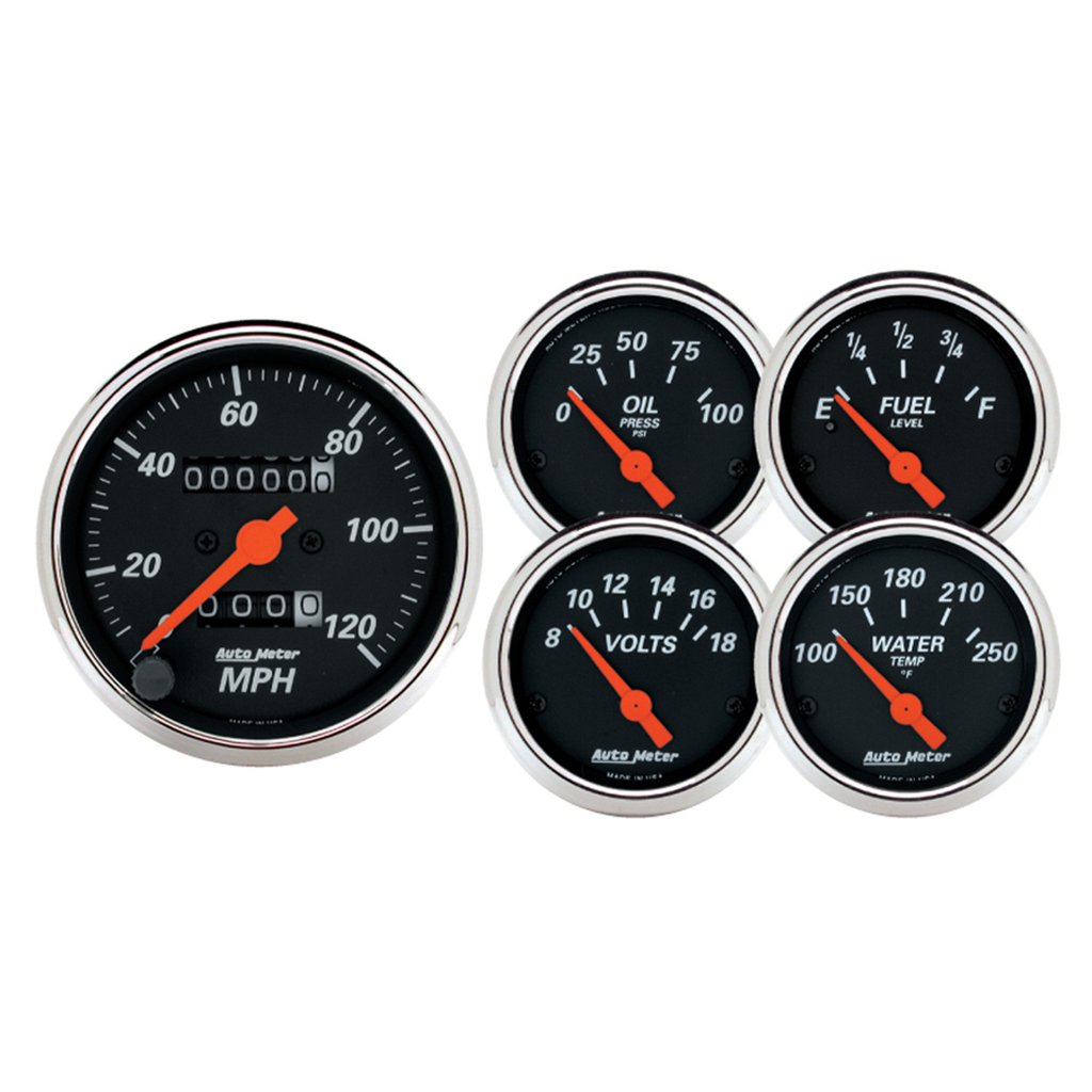 AutoMeter 5 PC. GAUGE KIT, 3-1/8" & 2-1/16", MECHANICAL SPEEDOMETER, DESIGNER BLACK