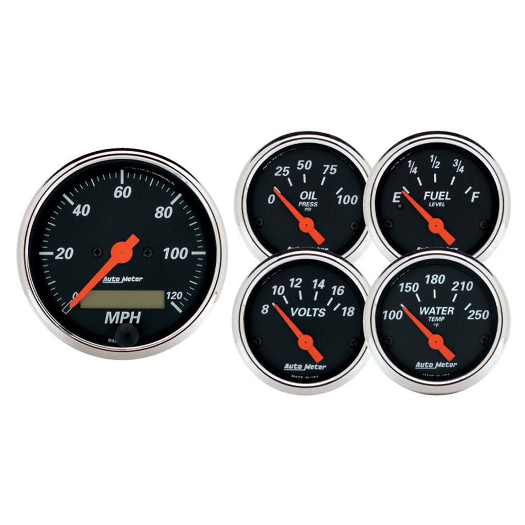AutoMeter 5 PC. GAUGE KIT, 3-1/8" & 2-1/16", ELECTRIC SPEEDOMETER, DESIGNER BLACK