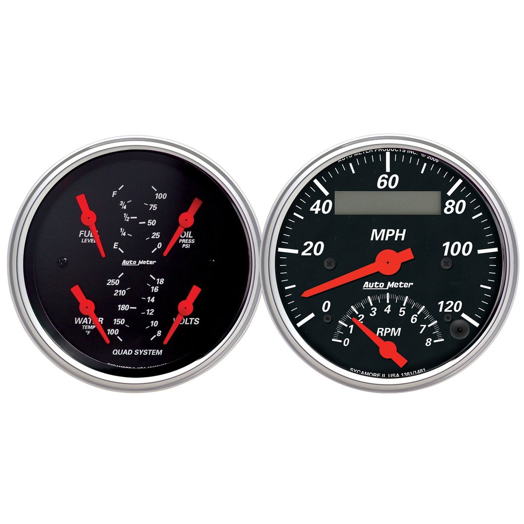 AutoMeter 2 PC. GAUGE KIT, 3-3/8" QUAD & TACH/SPEEDO, ELECTRIC, 240-33 Œ©, DESIGNER BLACK