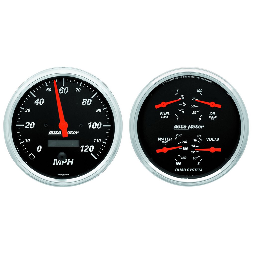 AutoMeter 2 PC. GAUGE KIT, 5" QUAD & SPEEDO, ELECTRIC, 240-33 Ω, DESIGNER BLACK