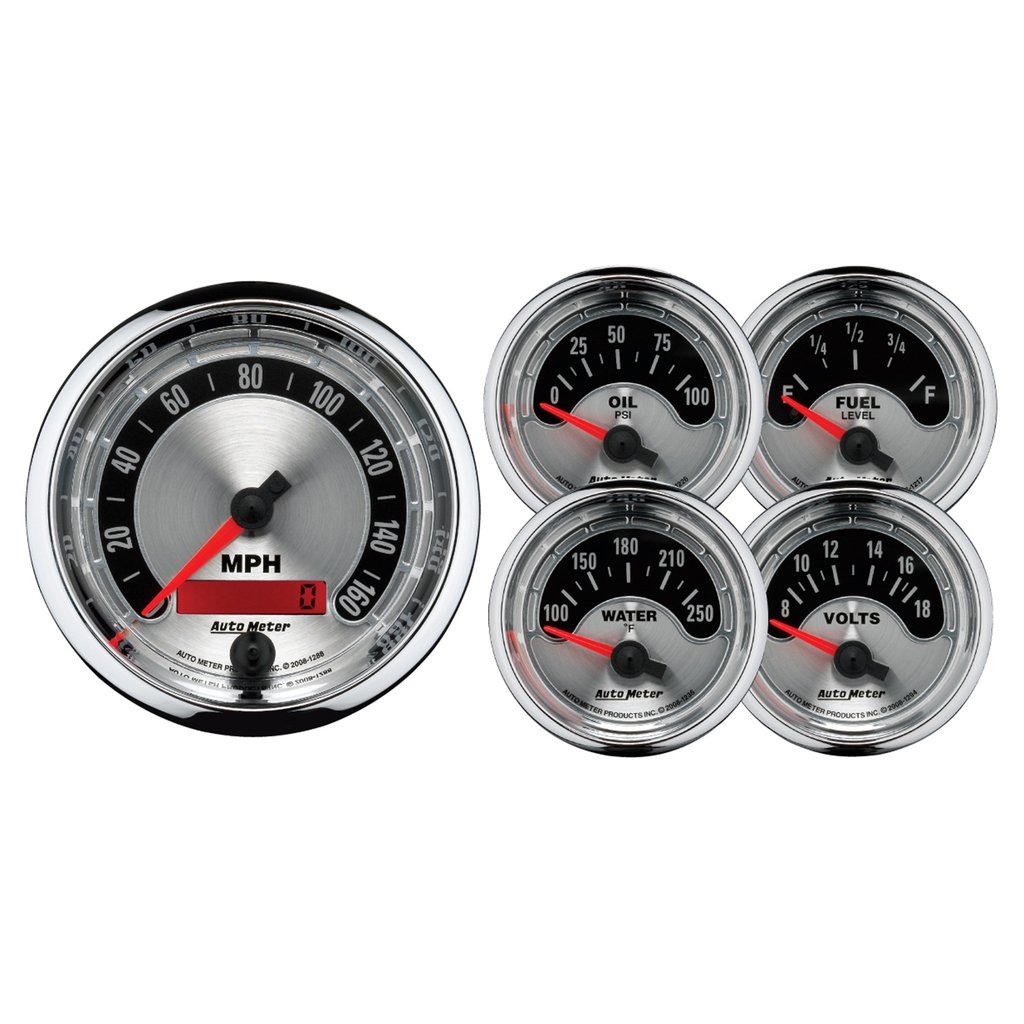 AutoMeter 5 PC. GAUGE KIT, 3-3/8" & 2-1/16", ELECTRIC SPEEDOMETER, AMERICAN MUSCLE