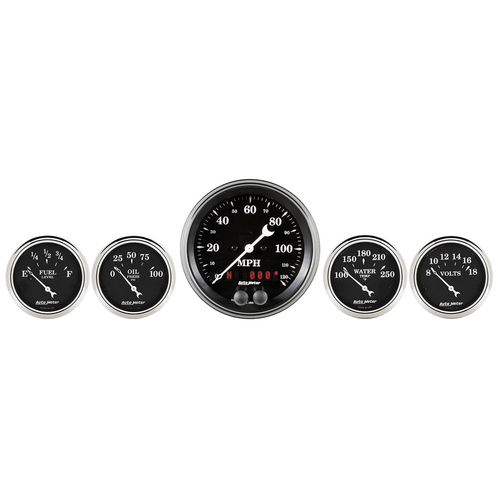 AutoMeter 5 PC. GAUGE KIT, 3-3/8" & 2-1/16", GPS SPEEDOMETER, OLD TYME BLACK