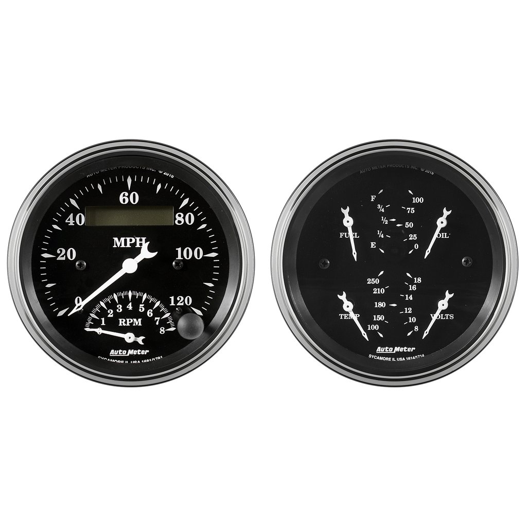 AutoMeter 2 PC. GAUGE KIT, 3-3/8" QUAD & TACH/SPEEDO, ELECTRIC, 240-33 Œ©, OLD TYME BLACK