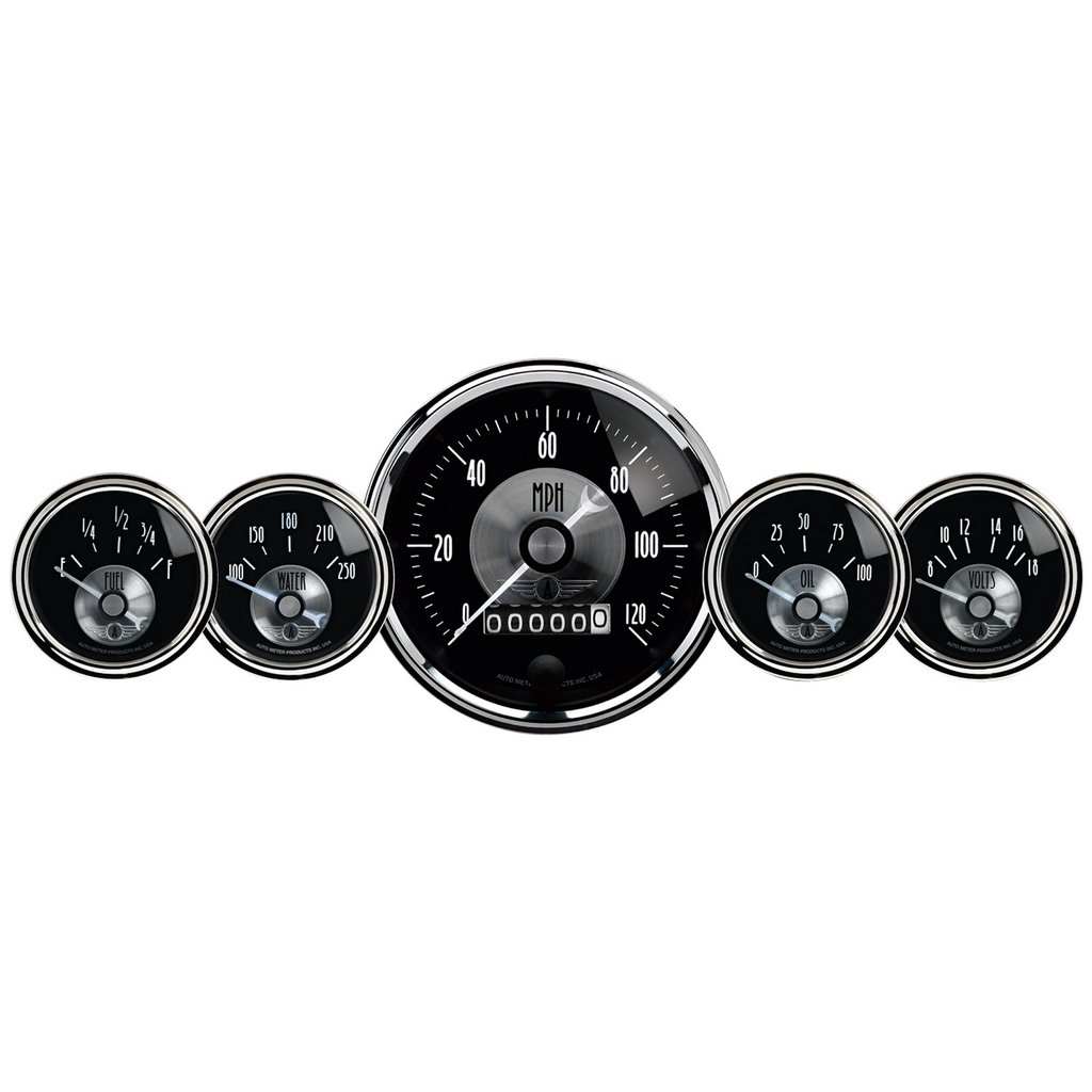 AutoMeter 5 PC. GAUGE KIT, 3-3/8" & 2-1/16", ELECTRIC SPEEDO W/WHEEL ODO, PRESTIGE BLK. DIAMOND
