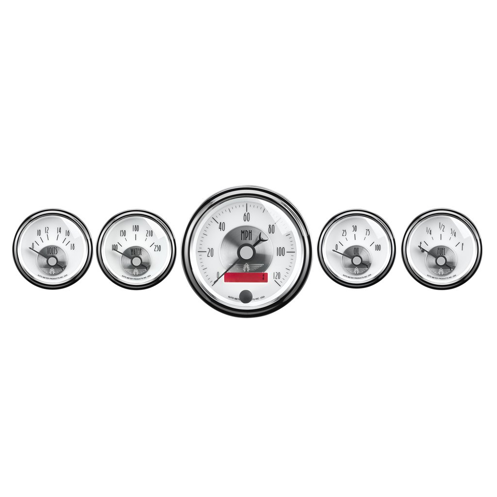 AutoMeter 5 PC. GAUGE KIT, 3-3/8" & 2-1/16", ELECTRIC SPEEDO W/ LCD ODO, PRESTIGE PEARL