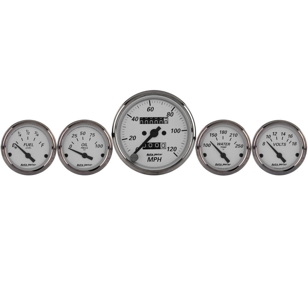 AutoMeter 5 PC. GAUGE KIT, 3-1/8" & 2-1/16", MECHANICAL SPEEDOMETER, AMERICAN PLATINUM