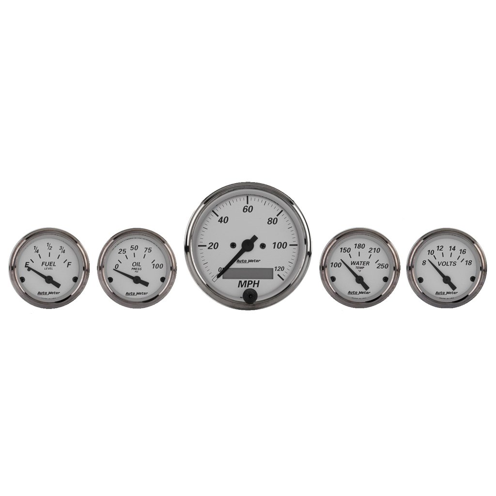 AutoMeter 5 PC. GAUGE KIT, 3-1/8" & 2-1/16", ELECTRIC SPEEDOMETER, AMERICAN PLATINUM