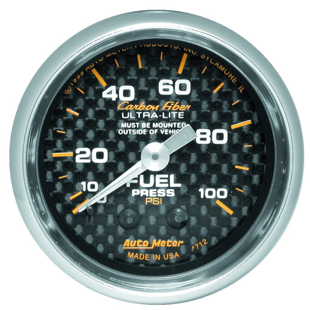 AutoMeter 2-1/16" FUEL PRESSURE, 0-100 PSI, MECHANICAL, CARBON FIBER