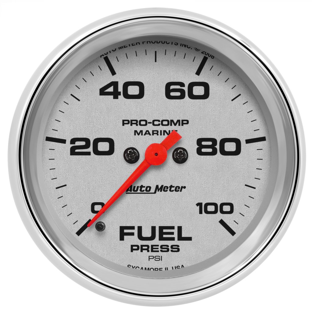 AutoMeter 2-5/8" FUEL PRESSURE, 0-100 PSI, STEPPER MOTOR, MARINE CHROME