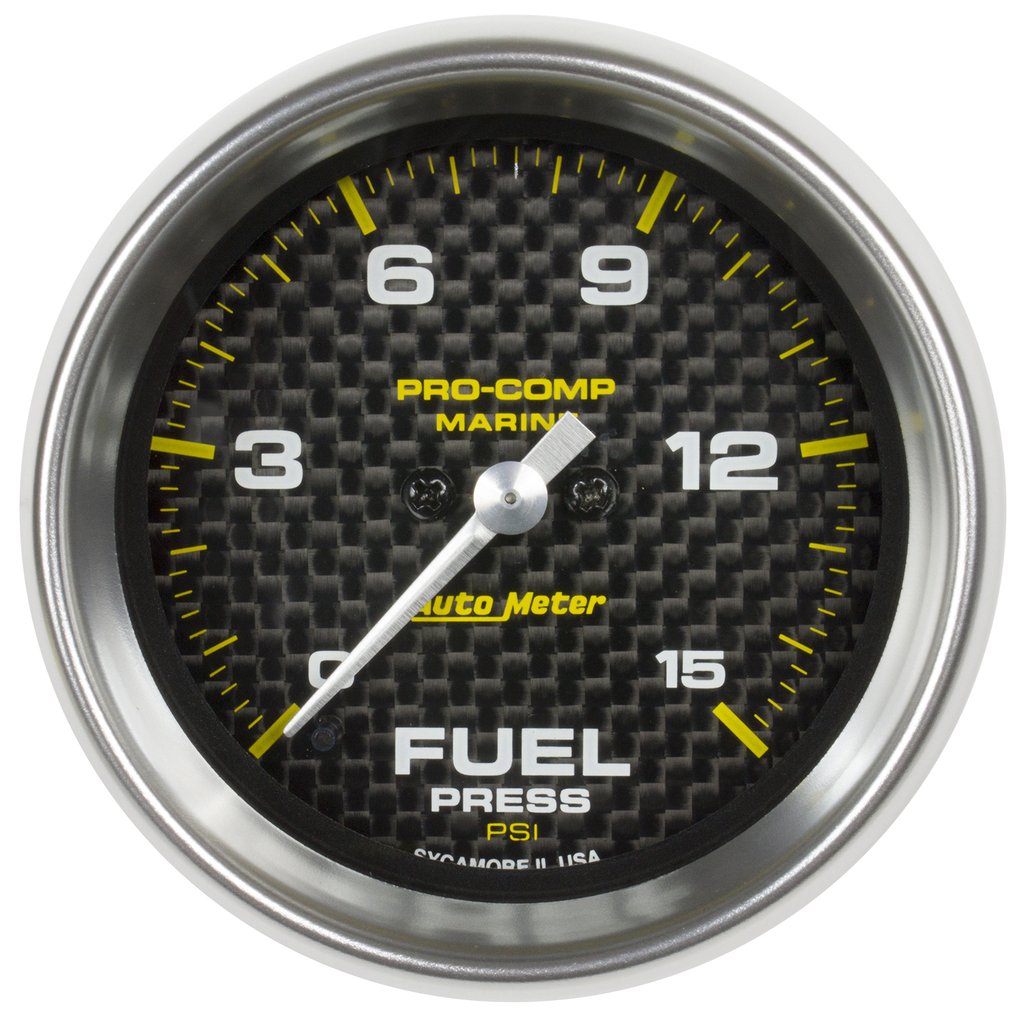 AutoMeter 2-1/16" FUEL PRESSURE, 0-15 PSI, STEPPER MOTOR, MARINE CARBON FIBER