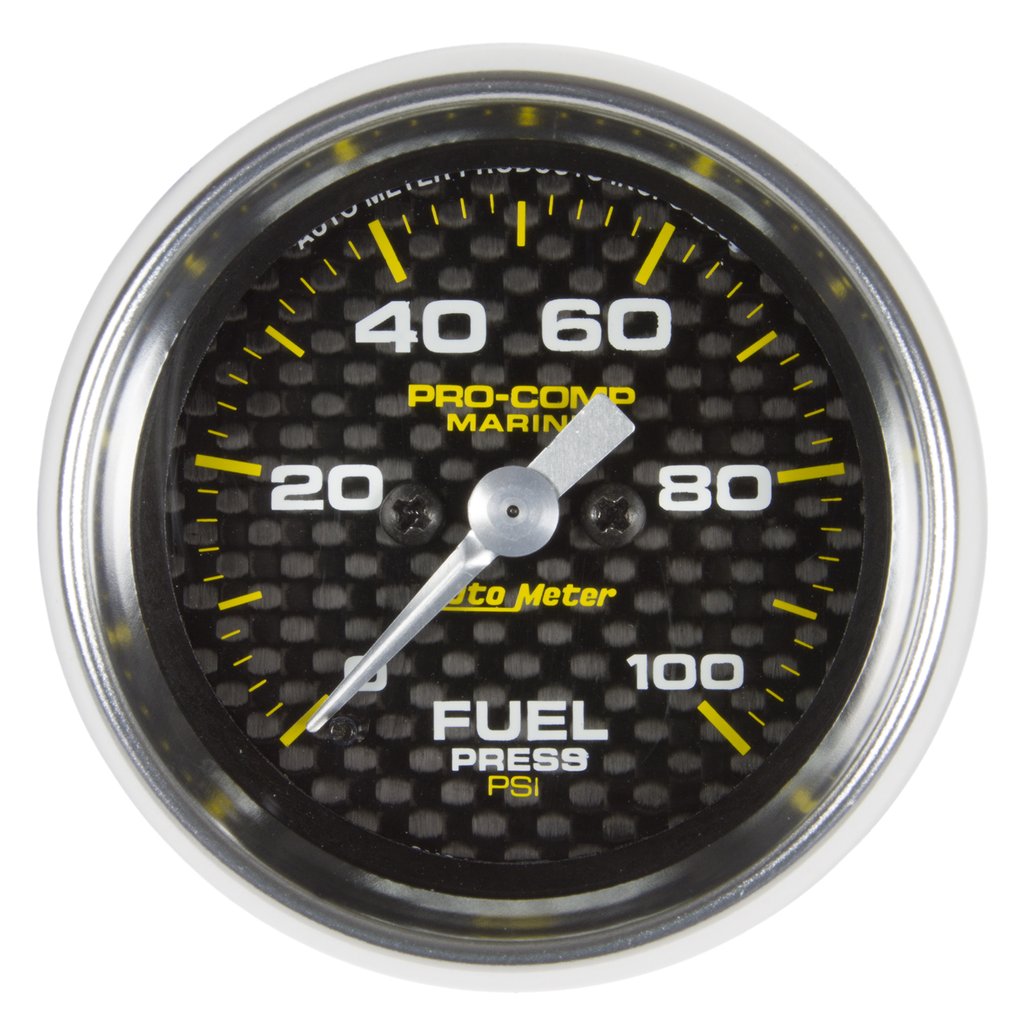 AutoMeter 2-1/16" FUEL PRESSURE, 0-100 PSI, STEPPER MOTOR, MARINE CARBON FIBER