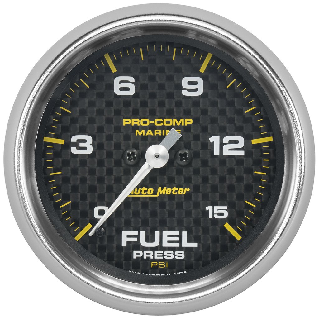 AutoMeter 2-5/8" FUEL PRESSURE, 0-15 PSI, STEPPER MOTOR, MARINE CARBON FIBER