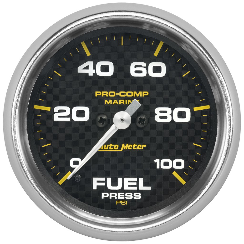 AutoMeter 2-5/8" FUEL PRESSURE, 0-100 PSI, STEPPER MOTOR, MARINE CARBON FIBER