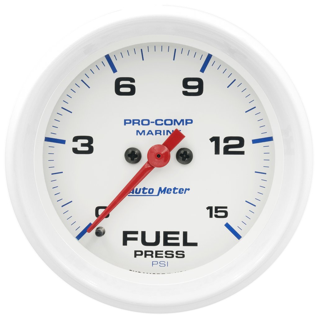 AutoMeter 2-5/8" FUEL PRESSURE, 0-15 PSI, STEPPER MOTOR, MARINE WHITE