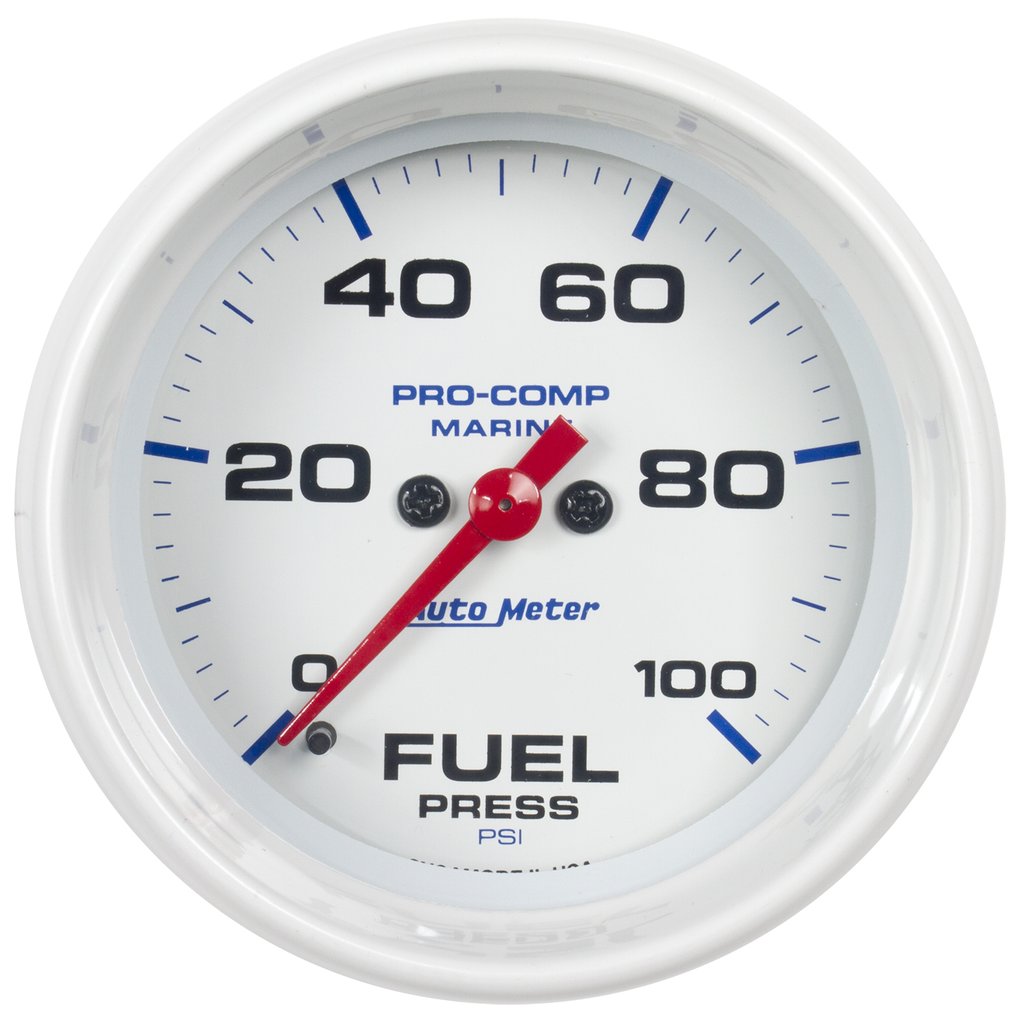 AutoMeter 2-5/8" FUEL PRESSURE, 0-100 PSI, STEPPER MOTOR, MARINE WHITE