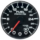 AutoMeter 2-1/16" FUEL PRESSURE, 0-30 PSI, STEPPER MOTOR, SPEK-PRO, BLACK/CHROME, FLAT ANTIGLARE LENS