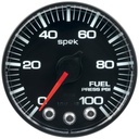 AutoMeter 2-1/16" FUEL PRESSURE, 0-100 PSI, STEPPER MOTOR, SPEK-PRO, NO O-RING, BLACK DIAL, BLACK BEZEL, CLEAR LENS
