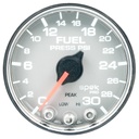 AutoMeter 2-1/16" FUEL PRESSURE, 0-30 PSI, STEPPER MOTOR, SPEK-PRO, SILVER DIAL, CHROME BEZEL, CLEAR LENS