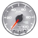 AutoMeter 2-1/16" FUEL PRESSURE, 0-100 PSI, STEPPER MOTOR, SPEK-PRO, SILVER DIAL, CHROME BEZEL, CLEAR LENS