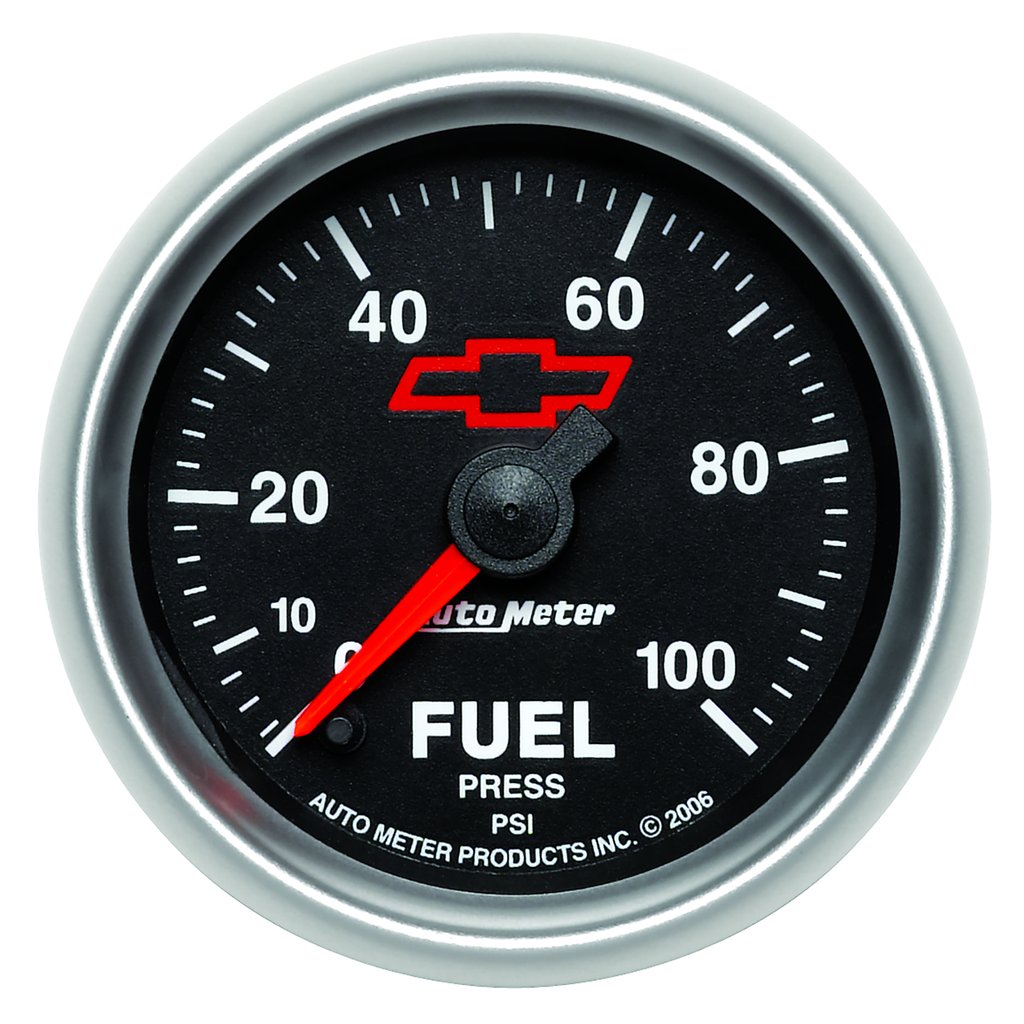 AutoMeter 2-1/16" FUEL PRESSURE, 0-100 PSI, CHEVY RED BOWTIE
