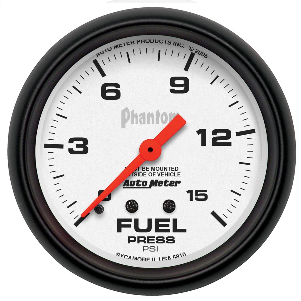 AutoMeter 2-5/8" FUEL PRESSURE, 0-15 PSI, MECHANICAL, PHANTOM