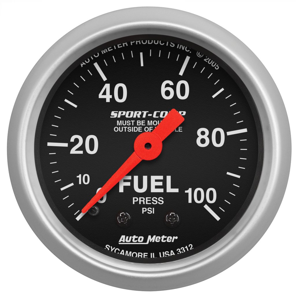 AutoMeter 2-1/16" FUEL PRESSURE, 0-100 PSI, MECHANICAL, SPORT-COMP