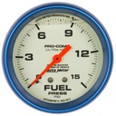 AutoMeter 2-5/8" FUEL PRESSURE, 0-15 PSI, MECHANICAL, LIQUID FILLED, ULTRA-NITE