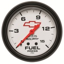 AutoMeter 2-5/8" FUEL PRESSURE W/ ISOLATOR, 0-15 PSI, CHEVY RED BOWTIE