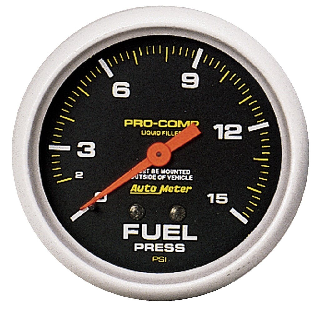 AutoMeter 2-5/8" FUEL PRESSURE, 0-15 PSI, MECHANICAL, LIQUID FILLED, PRO-COMP