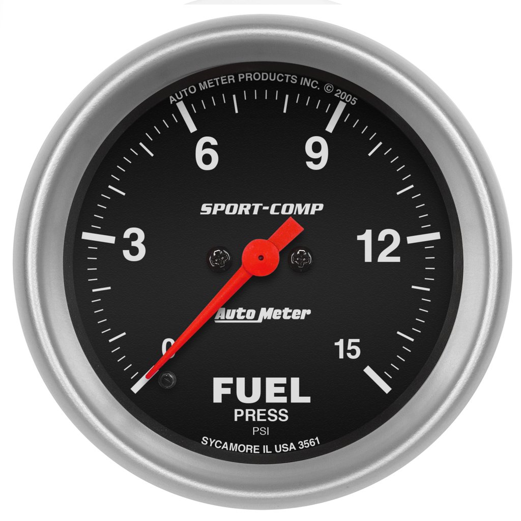 AutoMeter 2-5/8" FUEL PRESSURE, 0-15 PSI, STEPPER MOTOR, SPORT-COMP