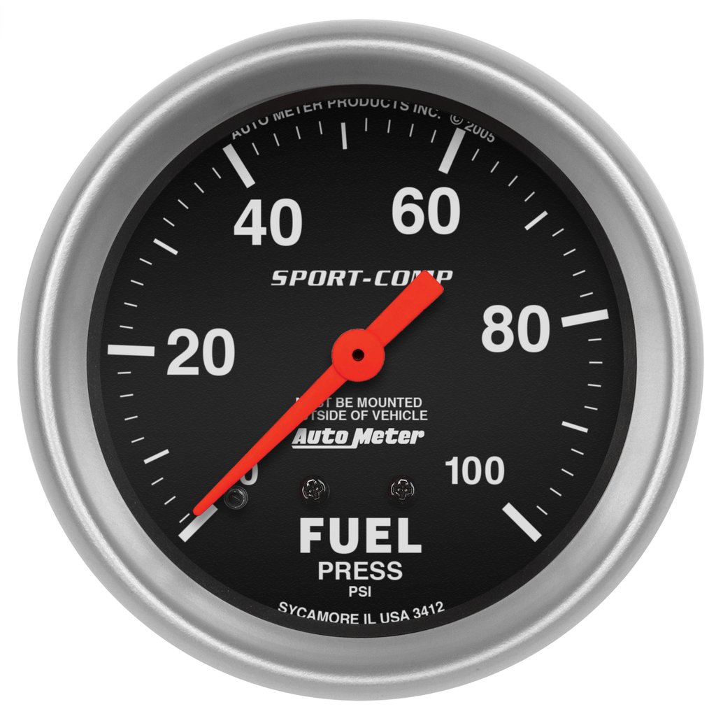 AutoMeter 2-5/8" FUEL PRESSURE, 0-100 PSI, MECHANICAL, SPORT-COMP