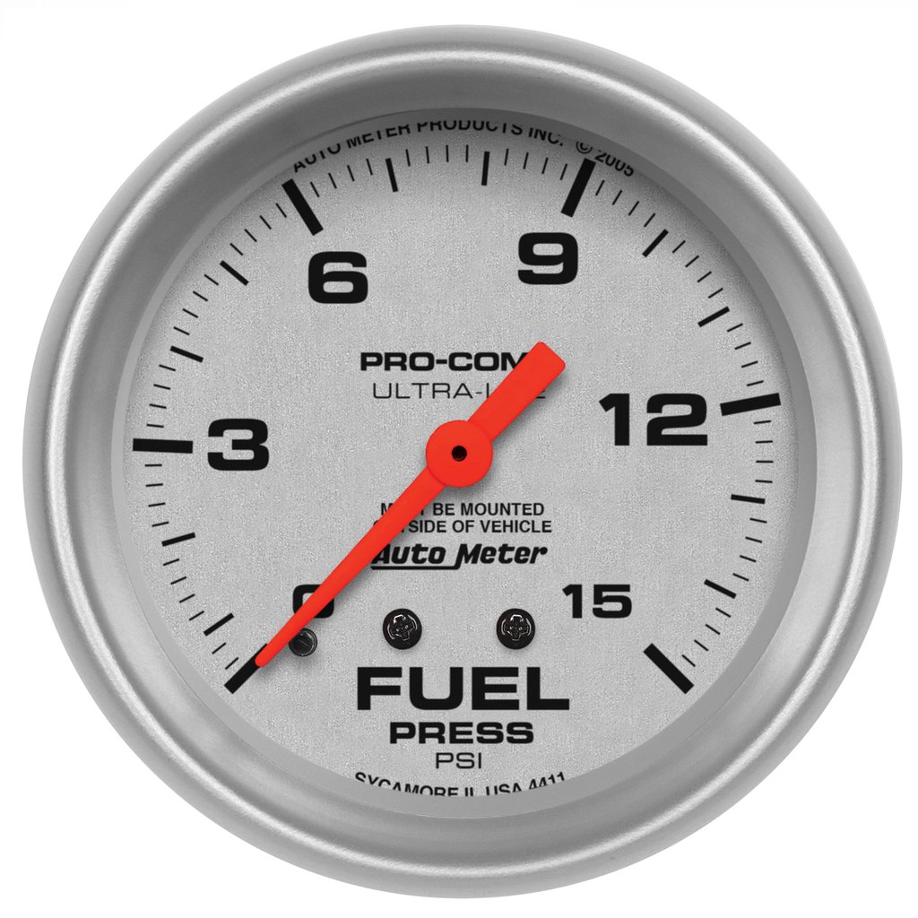 AutoMeter 2-5/8" FUEL PRESSURE, 0-15 PSI, MECHANICAL, ULTRA-LITE