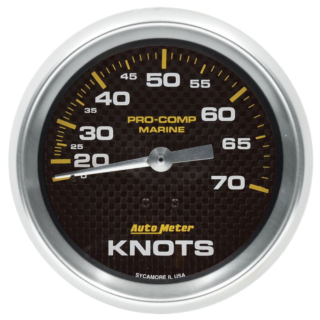 AutoMeter 3-3/8" MECHANICAL SPEEDOMETER, 0-70 KNOTS, MARINE CARBON FIBER