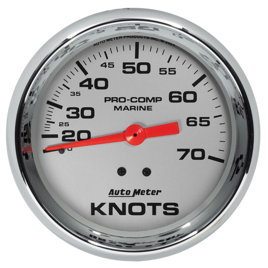 AutoMeter 3-3/8" MECHANICAL SPEEDOMETER, 0-70 KNOTS, MARINE CHROME ULTRA-LITE